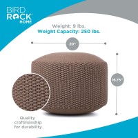 Birdrock Home Outdoor Pouf Ottoman Hand Woven Waterproof Foot Stool With Bead Bag Filling Boho Foot Rest For Patio Living R