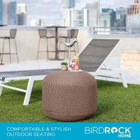 Birdrock Home Outdoor Pouf Ottoman Hand Woven Waterproof Foot Stool With Bead Bag Filling Boho Foot Rest For Patio Living R