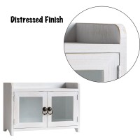 Collective Home Storage Cabinet Mini Countertop Cabinet Distressed Wood Organizer For Kitchen Living Room Bedroom Bathroom O