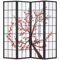 Fdw Room Divider 6Ft Folding Privacy Divider 4 Panel Oriental Shoji Screen Wall Divider Wood Divider Portable Freestanding Partition Screen,White