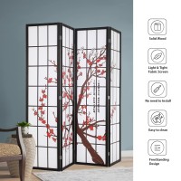 Fdw Room Divider 6Ft Folding Privacy Divider 4 Panel Oriental Shoji Screen Wall Divider Wood Divider Portable Freestanding Partition Screen,White