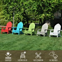 Resin TEAK Folding Adirondack Chair Set of 2, All Weather Folding Plastic Outdoor Chairs for Fire Pit, Campfire, Patio, Porch, Comfortable Seat for Long Relaxation, Up to 300 lb Capacity - Red