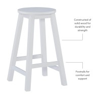 Linon Zeke White 24 Counter Stool With Round Seat