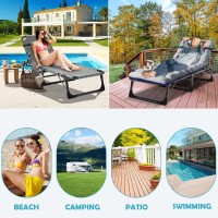 Aboron Patio Lounge Chair 3In1 Folding Heavy Duty 500Lb Loading Chaise Chair Adjustable Portable Chair For Home Garden Beach O