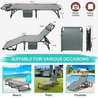 Aboron Patio Lounge Chair 3In1 Folding Heavy Duty 500Lb Loading Chaise Chair Adjustable Portable Chair For Home Garden Beach O