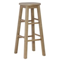 Linon Zeke Grey Wash 29 Barstool With Round Seat