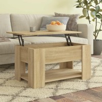 Vidaxl Modern Coffee Table In Sonoma Oak - Lift-Top Design, Versatile Use As Dining Table Or Desk, Ample Storage, Premium Engineered Wood, Dimensions 31.1