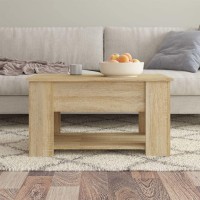 Vidaxl Modern Coffee Table In Sonoma Oak - Lift-Top Design, Versatile Use As Dining Table Or Desk, Ample Storage, Premium Engineered Wood, Dimensions 31.1