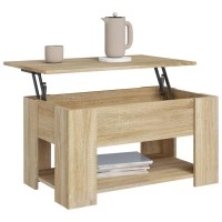 Vidaxl Modern Coffee Table In Sonoma Oak - Lift-Top Design, Versatile Use As Dining Table Or Desk, Ample Storage, Premium Engineered Wood, Dimensions 31.1