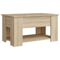 Vidaxl Modern Coffee Table In Sonoma Oak - Lift-Top Design, Versatile Use As Dining Table Or Desk, Ample Storage, Premium Engineered Wood, Dimensions 31.1