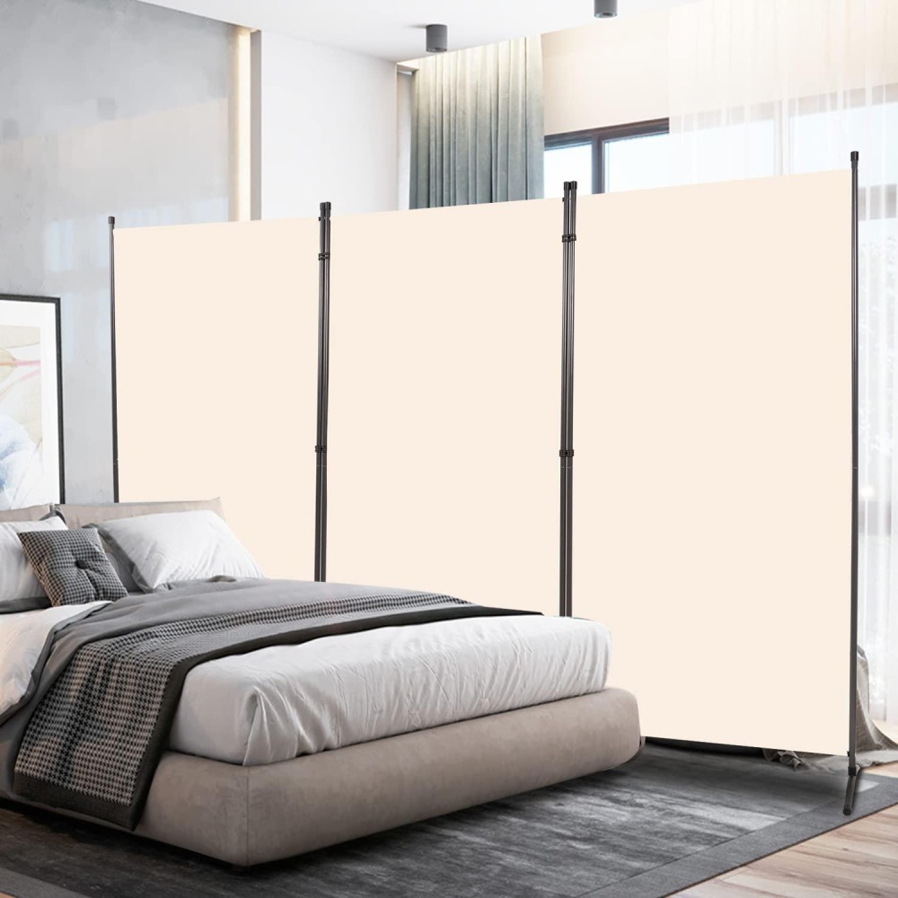 Room Divider 6Ft Folding Privacy Screens, 3 Panel Partition Room Dividers W/Freestanding Design, Portable Wall Divider For Room Separtation, Fabric Screen Panel For Home Office Bedroom Dorm