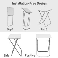 Garden 4 You Portable Folding Tv Tray Table Tv Dinner Tray With Sturdy Mdf No Assembly Required 25Inwhite 1Pc