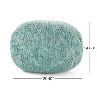 Deon Handcrafted Modern Fabric Weave Pouf, Aqua(D0102H5L7Z6)