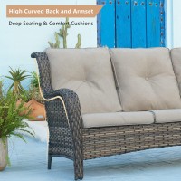 Hummuh 5 Pieces Outdoor Furniture Patio Furniture Set Wicker Outdoor Sectional Sofa With Swivel Rocking Chairs Patio Ottomans