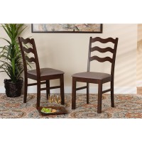 Baxton Studio Amara MidCentury Modern Warm Grey Fabric and Dark Brown Finished Wood 2Piece Dining Chair Set