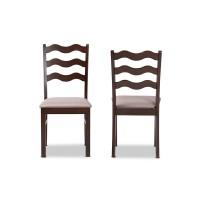 Baxton Studio Amara MidCentury Modern Warm Grey Fabric and Dark Brown Finished Wood 2Piece Dining Chair Set