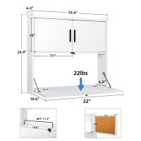 Artethys Wall Mounted Desk Multifunctional Fold Down Laptop Computer Table Writing Workstation With Storage Compartments Space Saving For Home Office