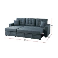 Convertible Sectional With Accent Pillows In Blue Grey