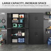 Metal Storage Cabinet With 3 Adjustable Shelves Garage Storage Cabinet With Lock Black Metal Cabinet With Locking Doors Steel Pa