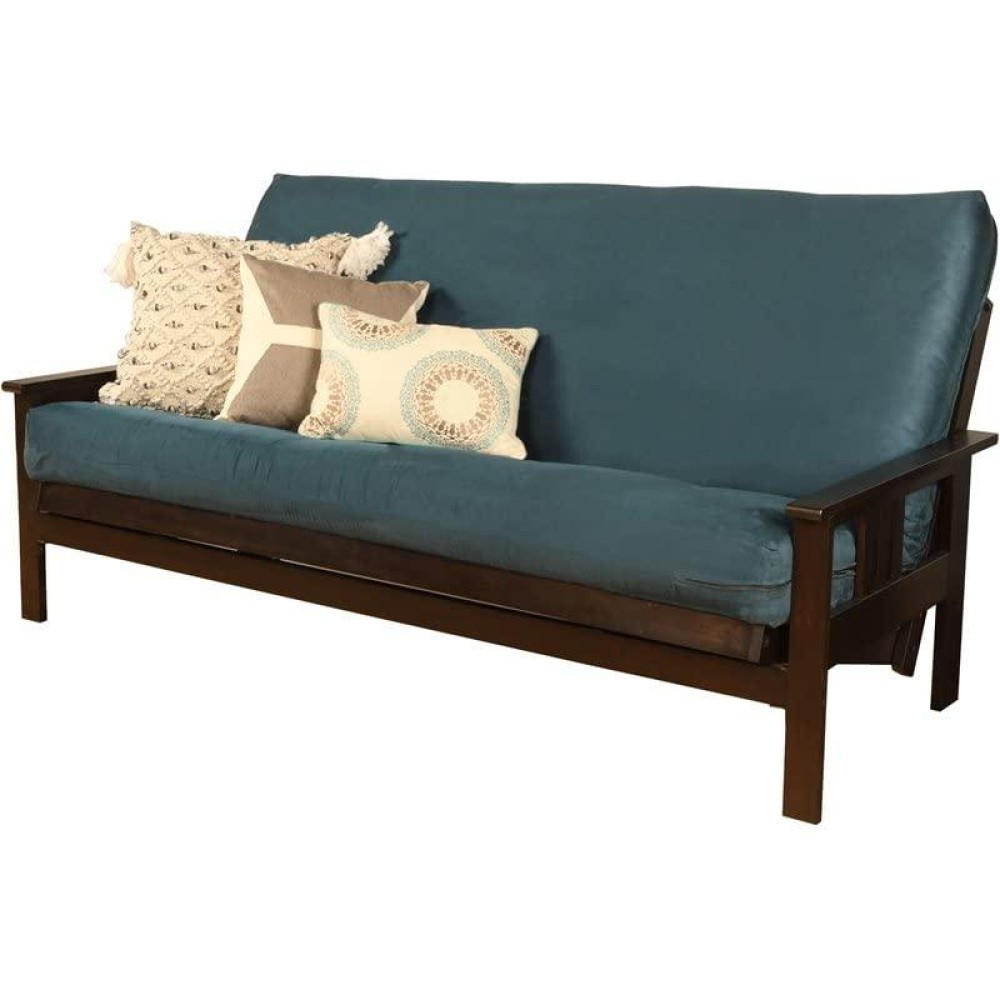 Kodiak Furniture Monterey Espresso Sofa With Suede Blue Mattress