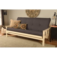 Kodiak Furniture Monterey Antique White Wood Futon With Twill Gray Mattress