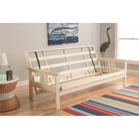 Kodiak Furniture Monterey Antique White Wood Futon With Twill Gray Mattress