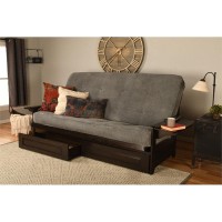 Kodiak Furniture Phoenix Queen Espresso Wood Storage Futon-Thunder Gray Mattress