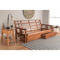 Kodiak Furniture Monterey Barbados Storage Wood Futon With Parma Gray Mattress