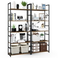 Numenn 5 Tier Bookshelf Set Of 2 Tall Bookcase Shelf Storage Organizer Modern Book Shelf For Bedroom Living Room And Home Off