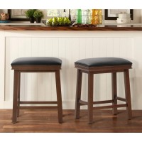 Maison Arts Black Bar Stools Set Of 2 Counter Height For Kitchen Counter Solid Wood Legs With Faux Leather Padded Seat Farmhouse 24In Height Barstools For 34