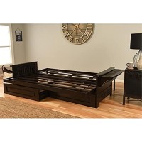 Kodiak Furniture Phoenix Queen Espresso Wood Storage Futon-Charcoal Mattress