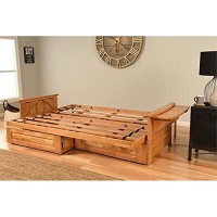 Kodiak Furniture Phoenix Queen Butternut Wood Storage Futon-Linen Cocoa Mattress
