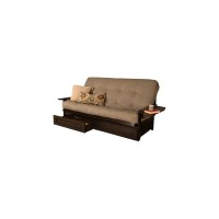 Kodiak Furniture Phoenix Queen Espresso Wood Storage Futon-Linen Stone Mattress