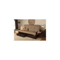 Kodiak Furniture Phoenix Queen Espresso Wood Storage Futon-Linen Stone Mattress