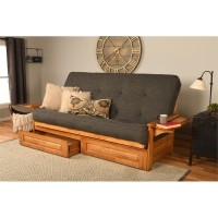 Kodiak Furniture Phoenix Queen Butternut Wood Storage Futon- Charcoal Mattress