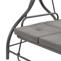 Elia Gray 3-Seat Metal Frame Convertible Patio Swing With Canopy