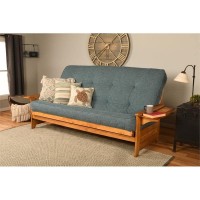Kodiak Furniture Phoenix Queen-Size Butternut Wood Futon-Aqua Blue Mattress