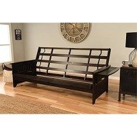 Kodiak Furniture Phoenix Queen-Size Espresso Wood Futon-Linen Cocoa Mattress