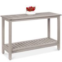 Best Choice Products 48In 2Shelf Eucalyptus Wooden Console Table Indoor Outdoor Multifunctional Buffet Bar Storage Organizer W