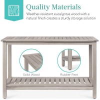 Best Choice Products 48In 2Shelf Eucalyptus Wooden Console Table Indoor Outdoor Multifunctional Buffet Bar Storage Organizer W