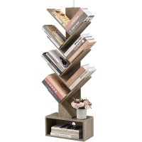 Hoctieon 6 Tier Tree Bookshelf Tall Bookcase With Drawer Freestanding Book Shelf Display Floor Standing Storage Shelf Book O