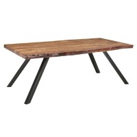 Isla 80 Inch Acacia Wood Dining Table, Live Edges, Brown, Black