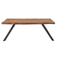Isla 80 Inch Acacia Wood Dining Table, Live Edges, Brown, Black