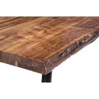 Isla 80 Inch Acacia Wood Dining Table, Live Edges, Brown, Black