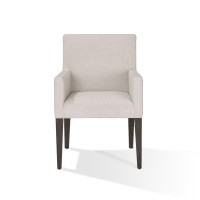 Mod 24 Inch Dining Armchair, Upholstered, Rubberwood, Set of 2, Light Gray