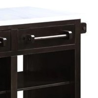 50 Inch Faux Marble Top Kitchen Island, 2 Drawers, Espresso Brown