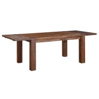 63-95 Inch Pim Acacia Wood Dining Table, 2 Extension Leaves, Walnut Brown