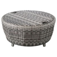 Cali 5 Piece Outdoor Hand Woven Wicker Set, Storage Coffee Table, Gray