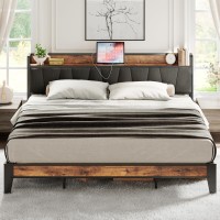Likimio King Size Bed Frame, Storage Headboard With Charging Station, Solid And Stable, Noise Free, No Box Spring Needed, Easy Assembly