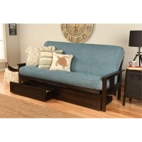 Kodiak Furniture Monterey Espresso Storage Sofa With Aqua Blue Fabric Mattress